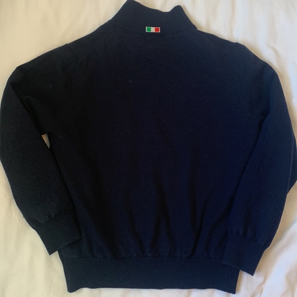 Vintage Maserati navy italian merino lined 1/2 zip sweater unisex EUC - Picture 5 of 6